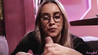 A hot young couple gets nasty in a restaurant with risky public blowjob