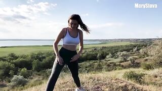 The guy fucked a sporty girl during her training session outdoors