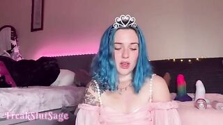Princess gets her asshole gapped by massive toy