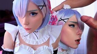 Kawaii maid gives deepthroat blowjob to her boss in stunning POV