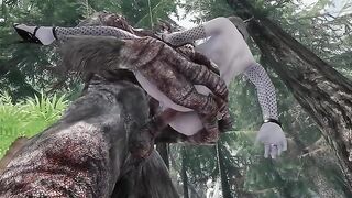 Dark Elf gets fucked by a huge monster cock in this explicit Skyrm porn