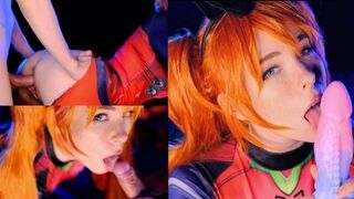 Asuka Langley-Short haired babe gets her pussy filled with cum