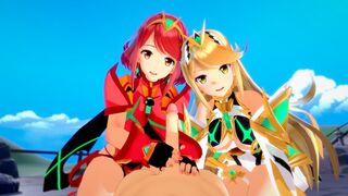 Xenoblade: Pyra and Mythra's passionate encounter in 3D hentai