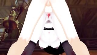 Lady Dimitrescu fucked doggystyle, hand job cum on face in anime style