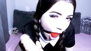Wednesday Addams gets fucked by a big dildo and cum face - lilcanadiangirl