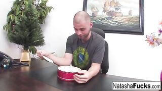 Natasha Nice is too fucking horny to wait for her boss to fuck her