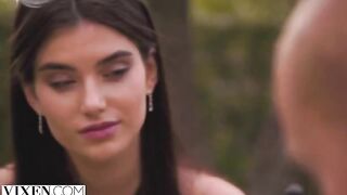The girl lost control and became a wild creature in the arms of her partner