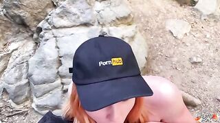 A girl is fucking with strangers in the nature park