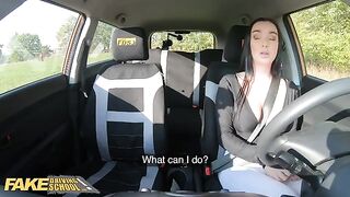 A hot student is being fucked by a fake driving school instructor in the car