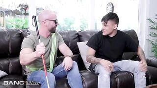 Blind man tricks sexy brunette Vienna Black into sex on the street