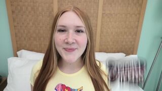 Redhead with freckles had her first experience in front of a camera - an amazing video!