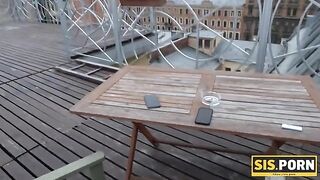A beautiful girl sucks her stepbrother’s cock instead of smoking cigarettes