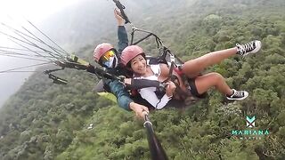 Columbian girl Mariana Martix squirts while paragliding in the air