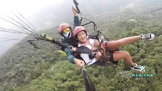 Columbian girl Mariana Martix squirts while paragliding in the air