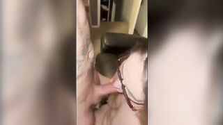 A wife cheats on her husband by getting intimate with a tattooed guy