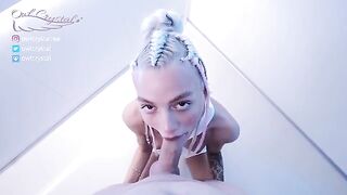 The beautiful girl OwlCrystal has sex right in the cosmic setting