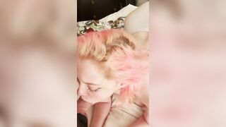 A girl made a sloppy blowjob for her husband, and he loved it