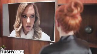 A hot mom gets involved in a intense threesome scene