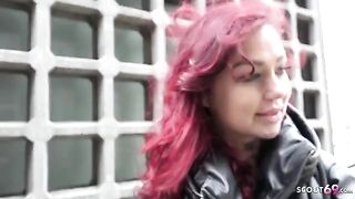 Redhead college teen Ria Red gets picked up and fucked raw in Berlin