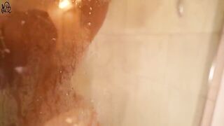 Young and pretty girl has fun with a big dildo in the shower