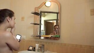 Old and hairy mature with big tits masturbating early in the morning