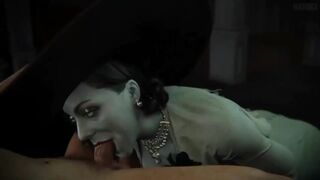 Lady Dimitrescu sucking cock in an animated Overwatch scene