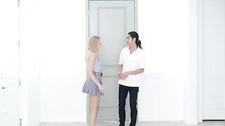 Skinny blonde gets passionately fucked in the kitchen, showcasing intense chemistry