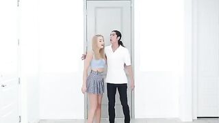 Skinny blonde gets passionately fucked in the kitchen, showcasing intense chemistry