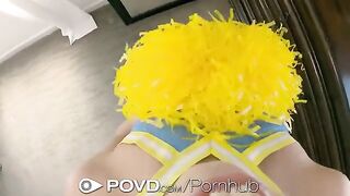 The blowjob with a beautiful cheerleader in POV, ending with a cumshot
