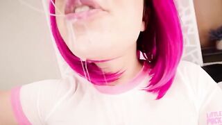 A freaky girl named Lil Slut gets a face full of cum in this hot video