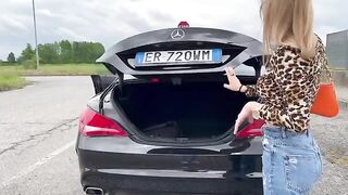 The girl bought a used car and screwed the seller in it. Hot!