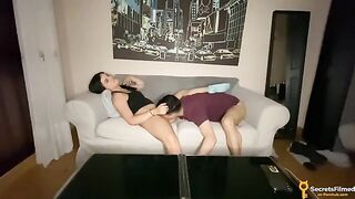 A movie night with a friend turned into passionate sex on the couch