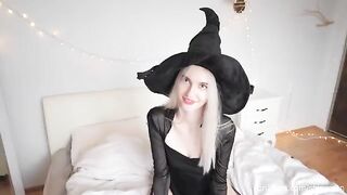 A guy came home to his naughty witch girlfriend in a sexy costume