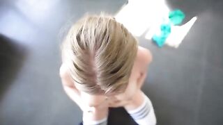 Fit girl has sex with her coach in the gym