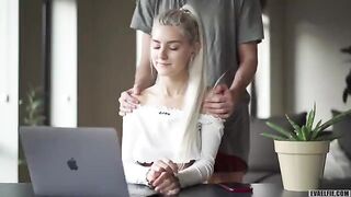 Eva Elfie seduced her teacher with a tight pussy in zoom class