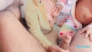 A trio with a pregnant woman of 6 months, who loves to eat cock