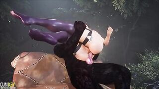 Furry Werewolf mates with a juicy and curvy woman in 3D porn