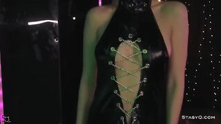Skinny teen AngelQ stripped on the stage in a captivating performance