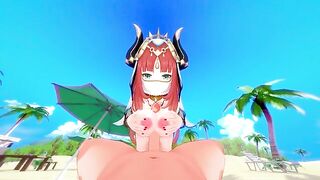 A beautiful girl is having fun with Nilou in a sensual Genshin scene