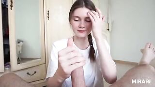 A cute college girl got a cum shot in her mouth