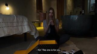 Unboxing with hot Californiababe, followed by intense action