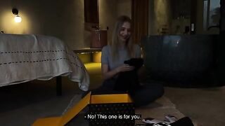 Unboxing with hot Californiababe, followed by intense action