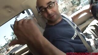 A man immortalized the backseat blowjob with a stunning brunette in an intense encounter