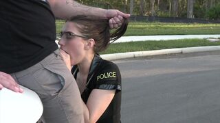 A female police officer takes control of the situation in 4K