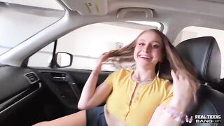 Public pussy fuck for a gorgeous teen with a hairy muff