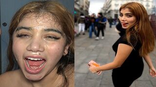 Submissive Latina teen gets fucked on the street in a cumwalk scene