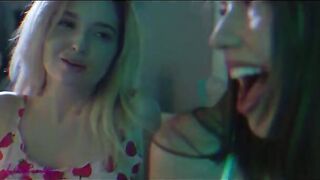 Two kinky lesbians, Madi Meadows and Lexi Lore, are making out and engaging in passionate activities