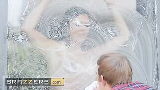Ruby Sims tempts the window cleaner with her sexy body and lingerie