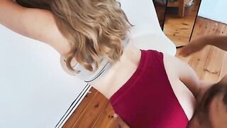 He grabbed my pants to love me. Wow, hot cum!
