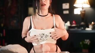 A goth girl in glasses gets her pussy filled with cum by a huge dick
